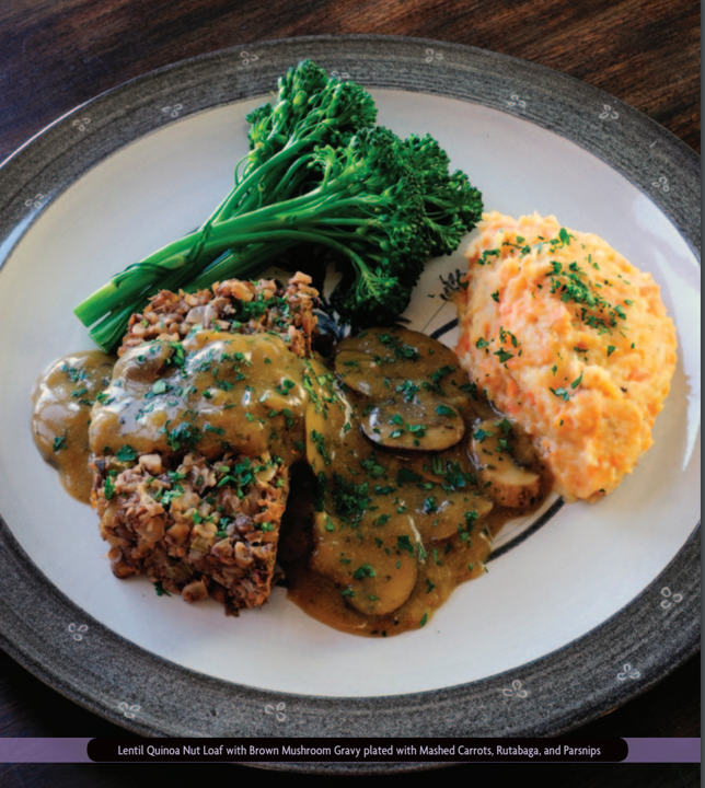 Lentil Quinoa Nut Loaf with Brown Mushroom Gravy