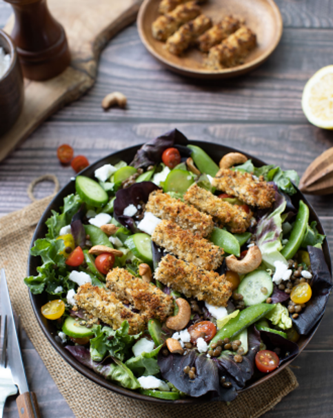 Tasty Tofu Fingers and Power Greens Salad